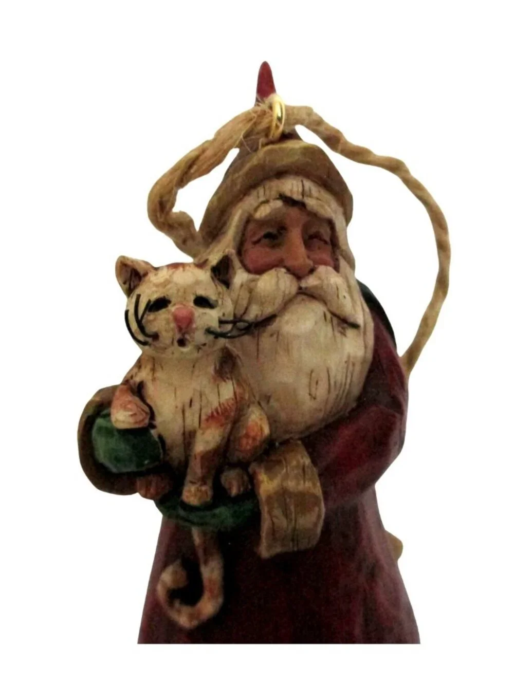 Jim Shore 2002 Santa With Cat Christmas Ornament Folk Art Style 3.5